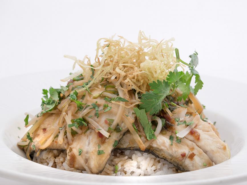 JetDine Menu a4 - Steamed Asian Sea Bass with coriander sauce 